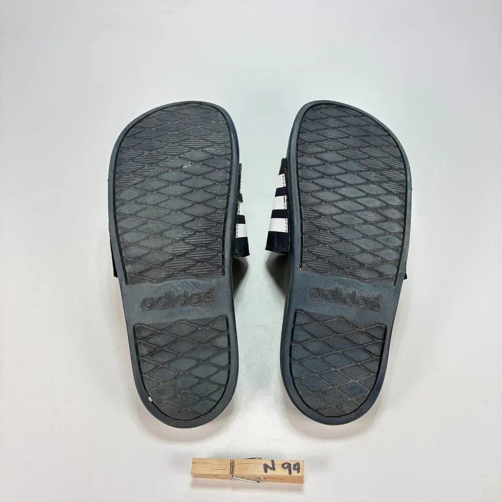 adidas Adilette Black White Athletic Comfort Slides Sandals Men's Sz 7 Women's 8